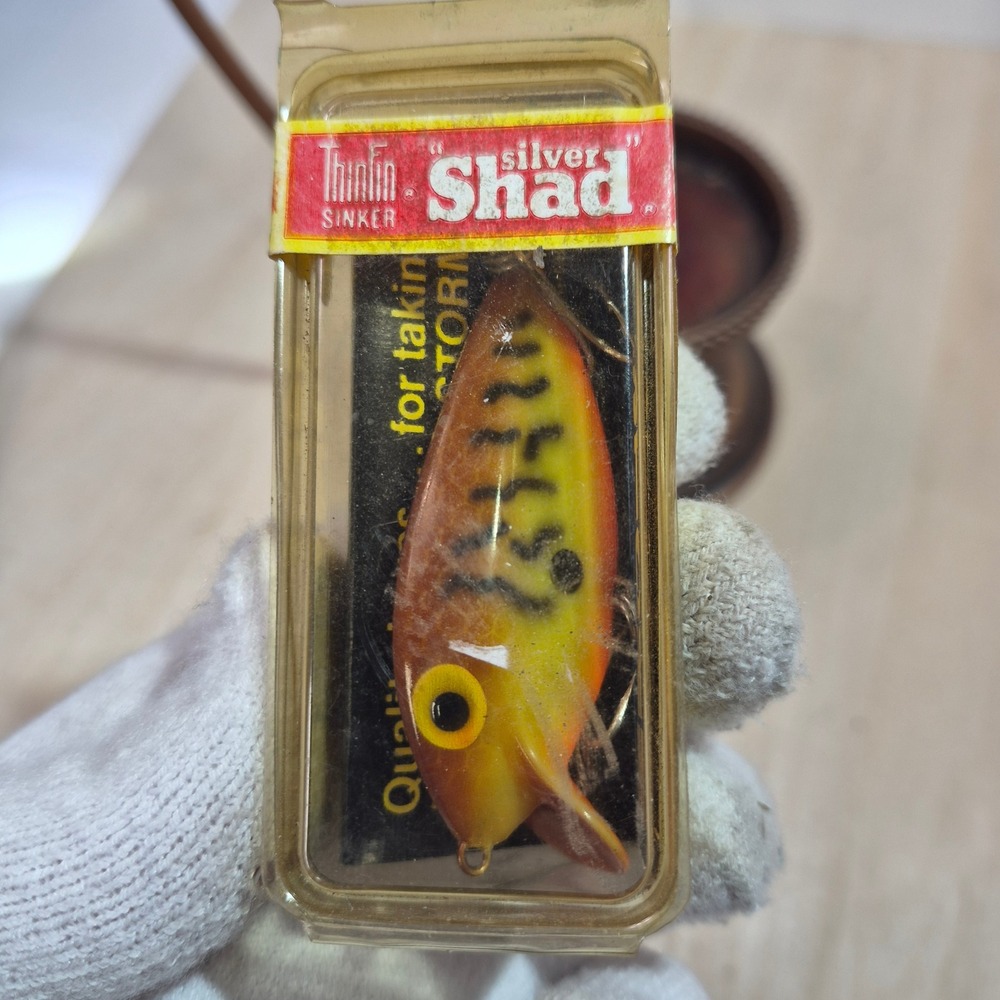 Storm ThinFin Silver‎ Shad Sinker Fishing Lure T45-S Brown Scale Crawdad Vintage